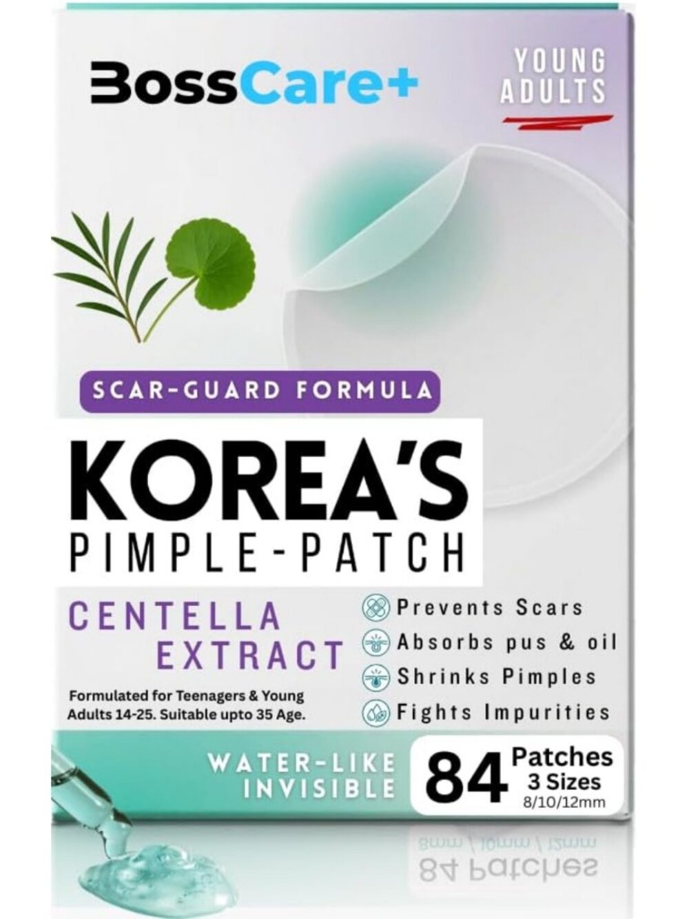 Hydrocolloid Pimple Patches for Face - Salicylic Acid & Tea Tree Oil, 84 Ct